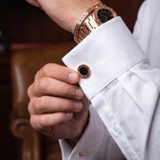 Запонки BVLGARI с чёрным ониксом