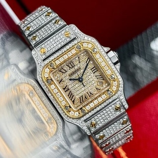 Santos Automatic Two Tone Steel and Yellow Gold Diamond