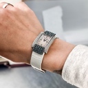 Ladies Rectangular White Gold