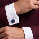Запонки  Patek Philippe Golden Ellipse Blue Cufflinks
