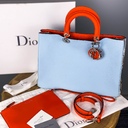 CHRISTIAN DIOR 'Lady D Dior' Bag in Blue Sky Leather and Gray Python